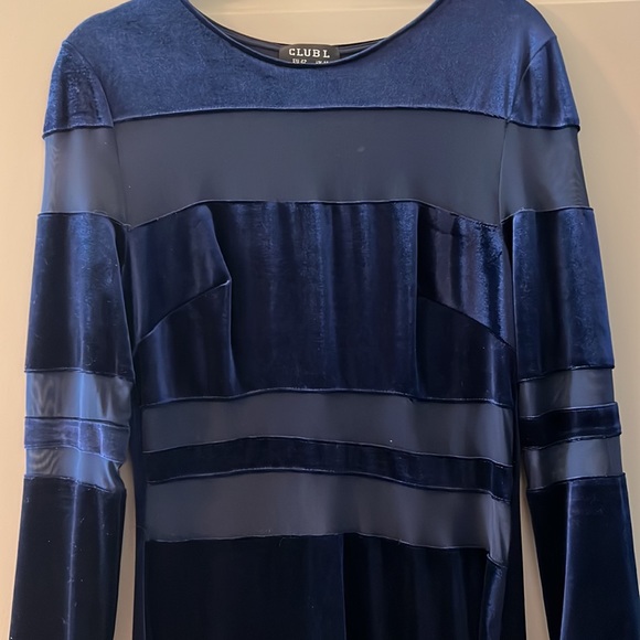 Velvet Mesh Long-sleeve Gown (Size 12 but has enough stretch for 14/16) - Picture 4 of 5